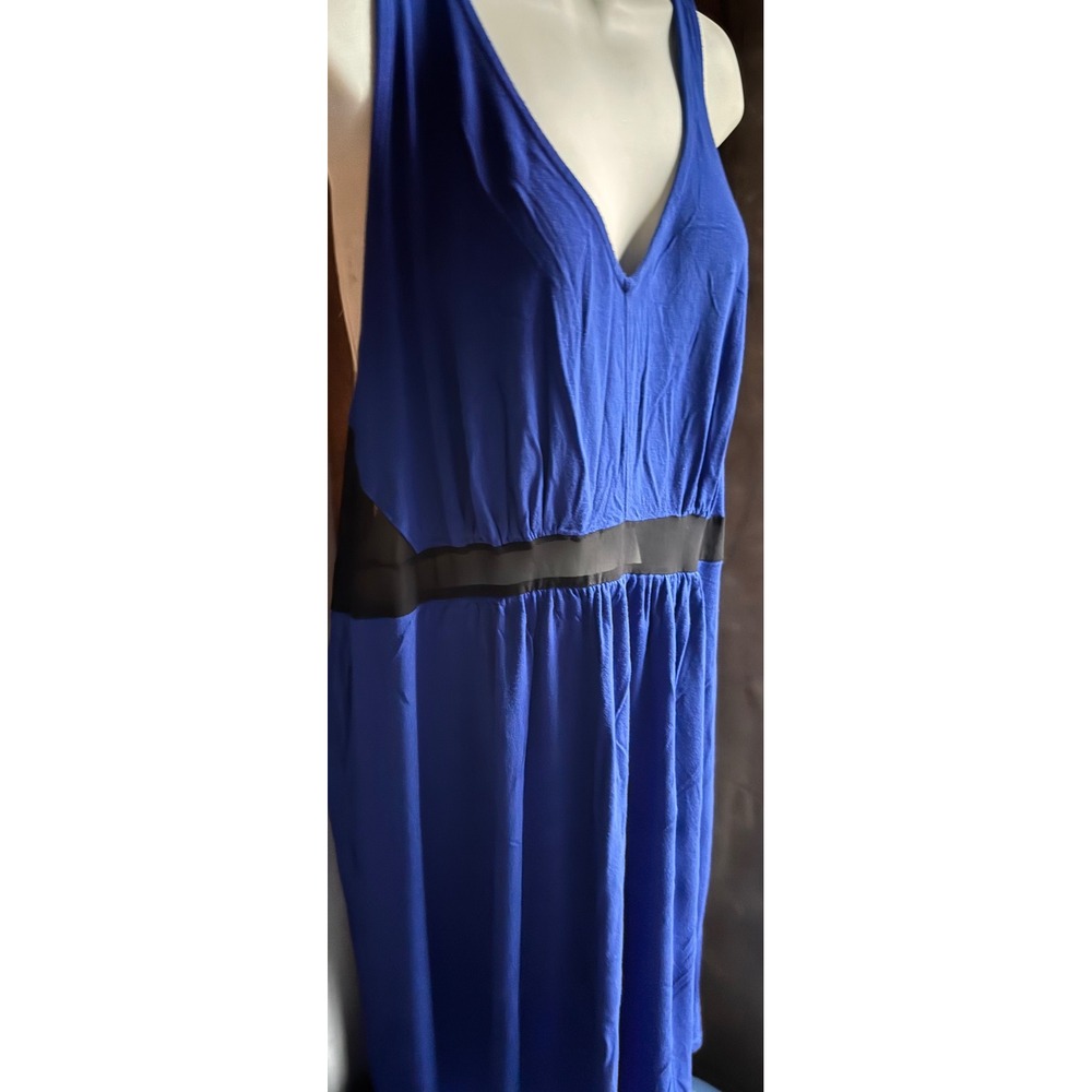 Cacique Royal Blue Mesh Trim V-Neck Nightgown Sleepwear Plus Size 22/24